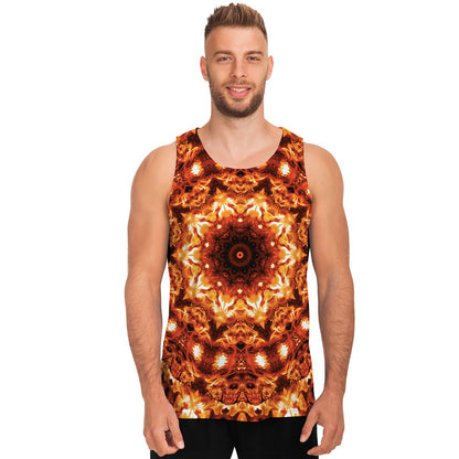 Orange Kaleidoscope Print Men's Tank Top