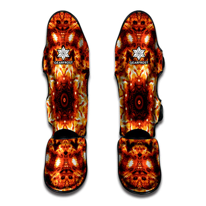 Orange Kaleidoscope Print Muay Thai Shin Guard