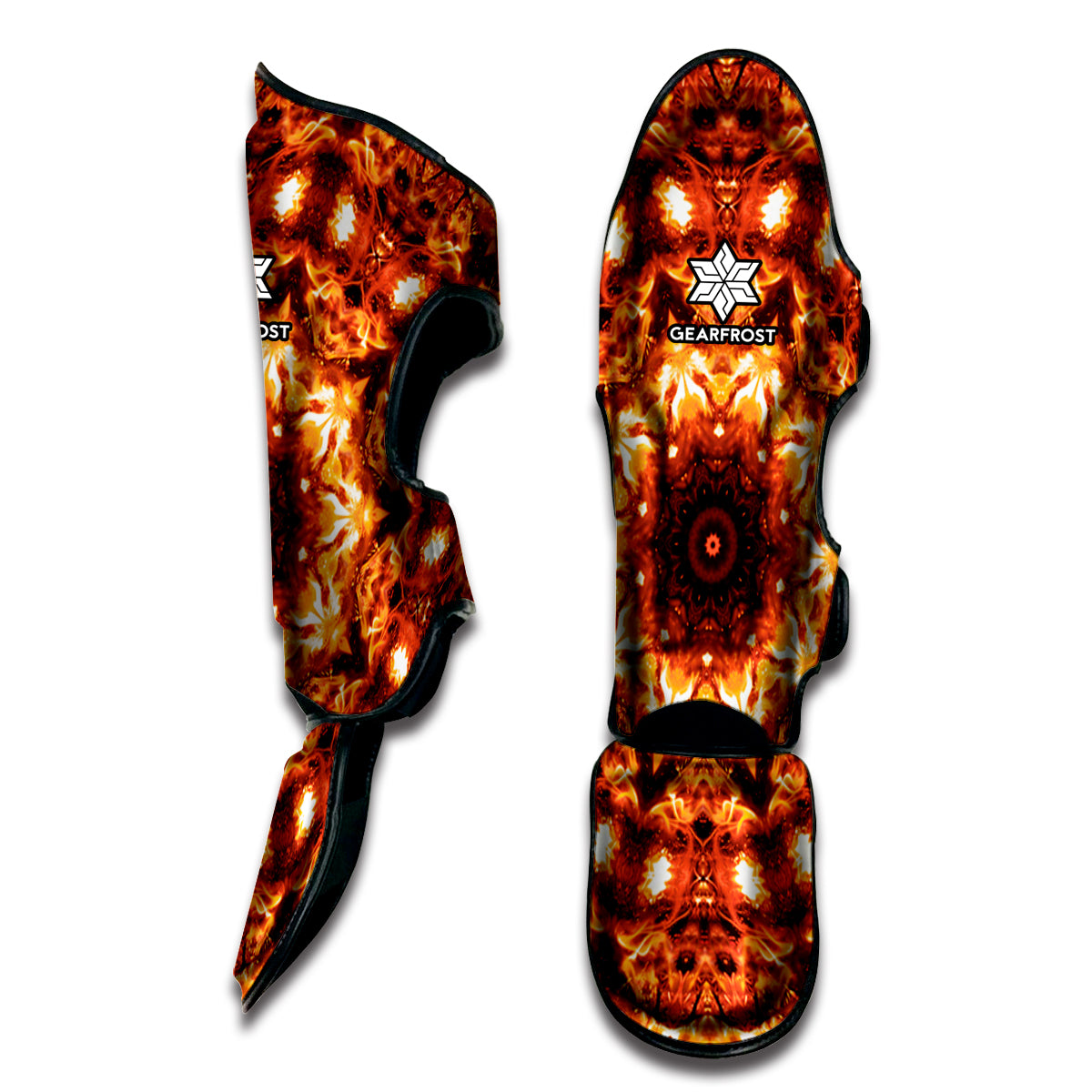 Orange Kaleidoscope Print Muay Thai Shin Guard