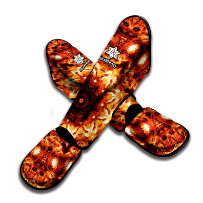 Orange Kaleidoscope Print Muay Thai Shin Guard