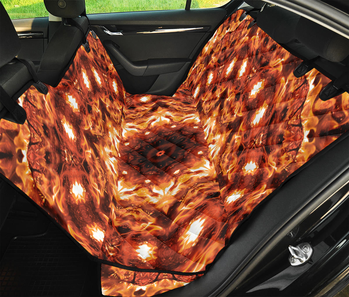 Orange Kaleidoscope Print Pet Car Back Seat Cover