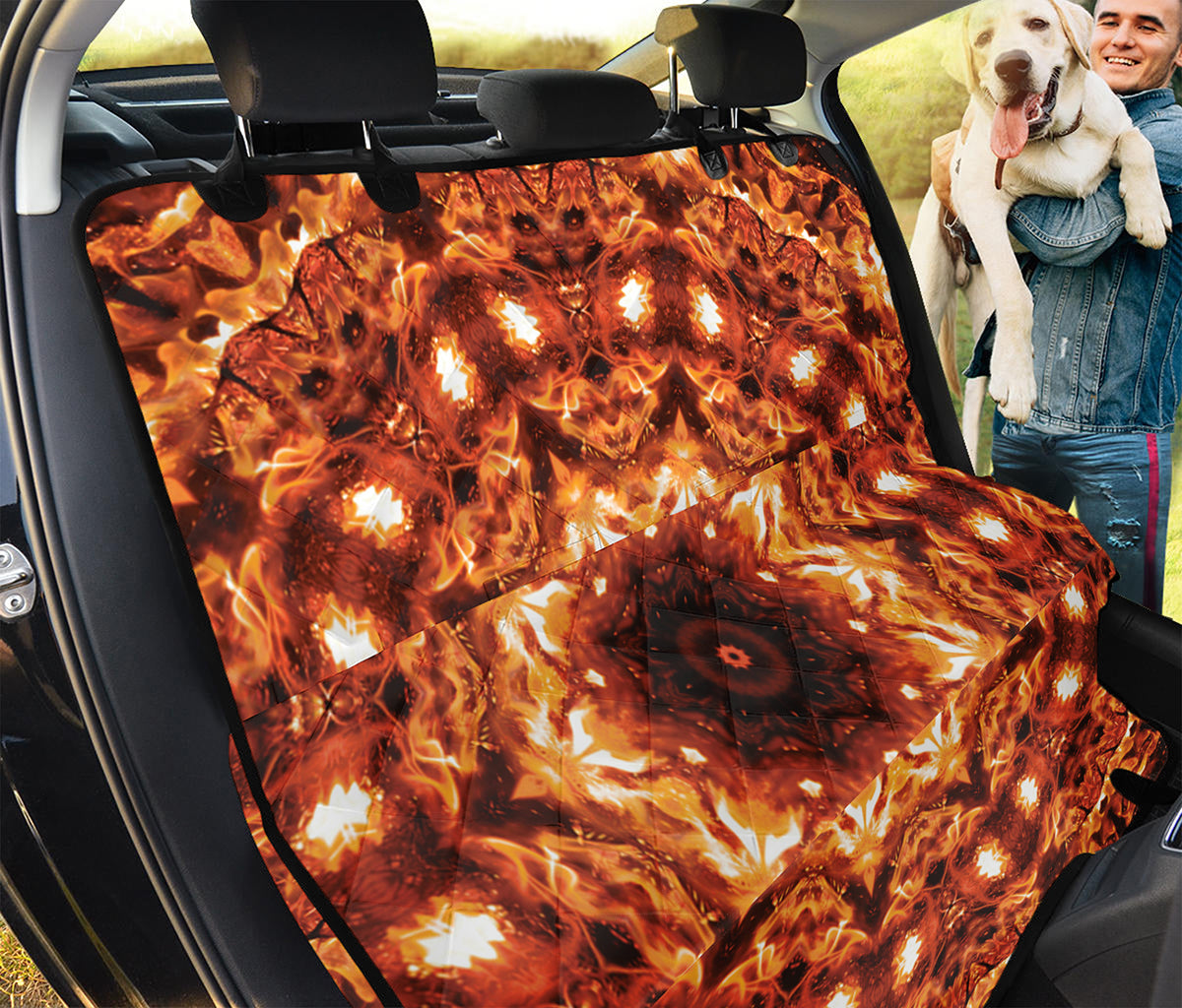 Orange Kaleidoscope Print Pet Car Back Seat Cover