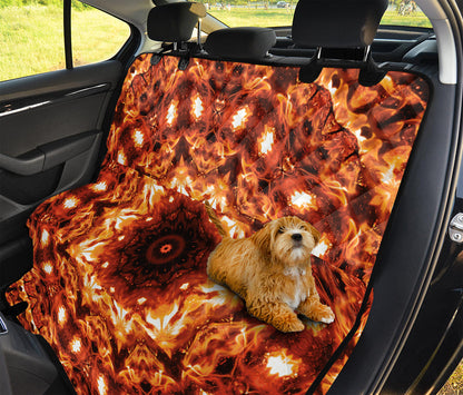 Orange Kaleidoscope Print Pet Car Back Seat Cover