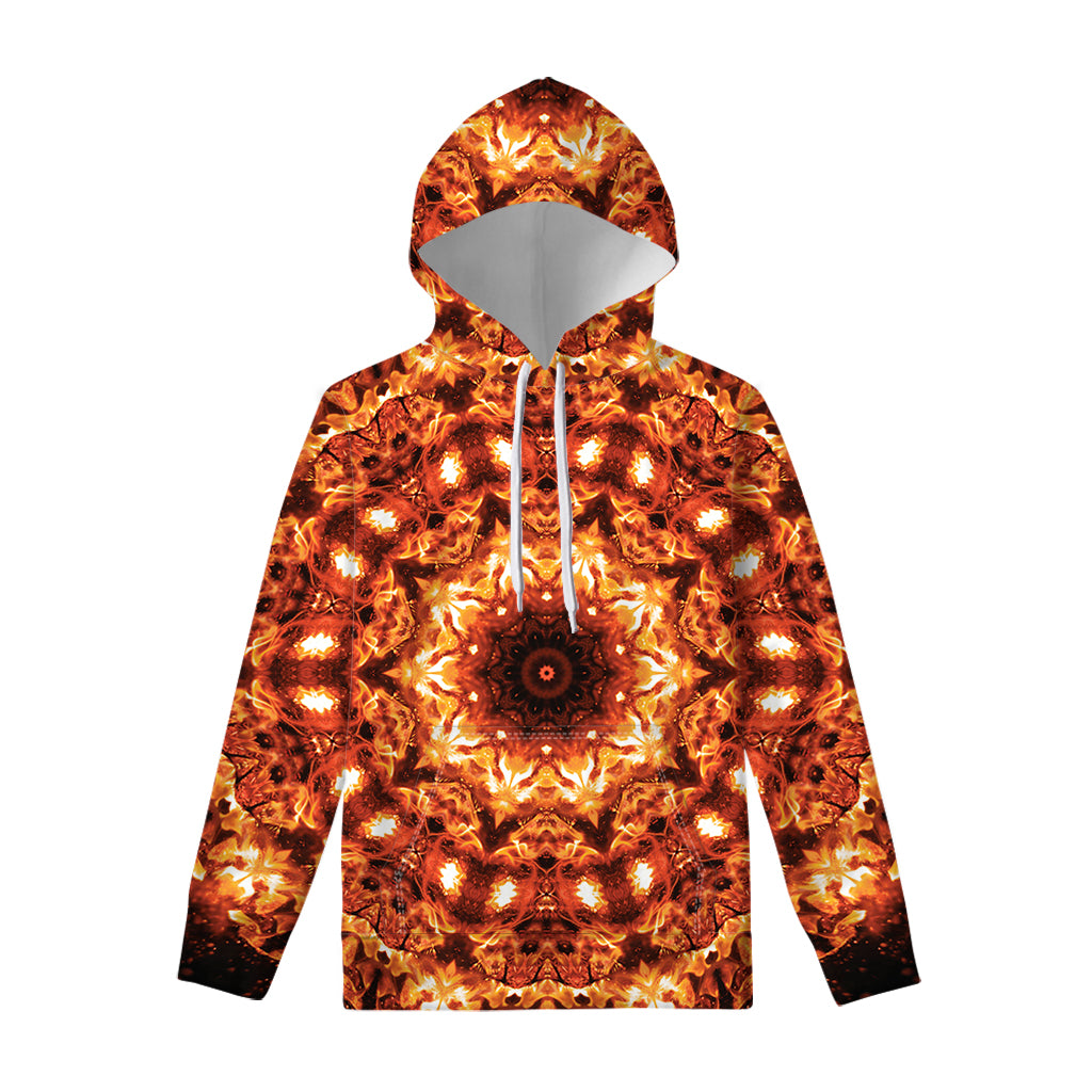 Orange Kaleidoscope Print Pullover Hoodie