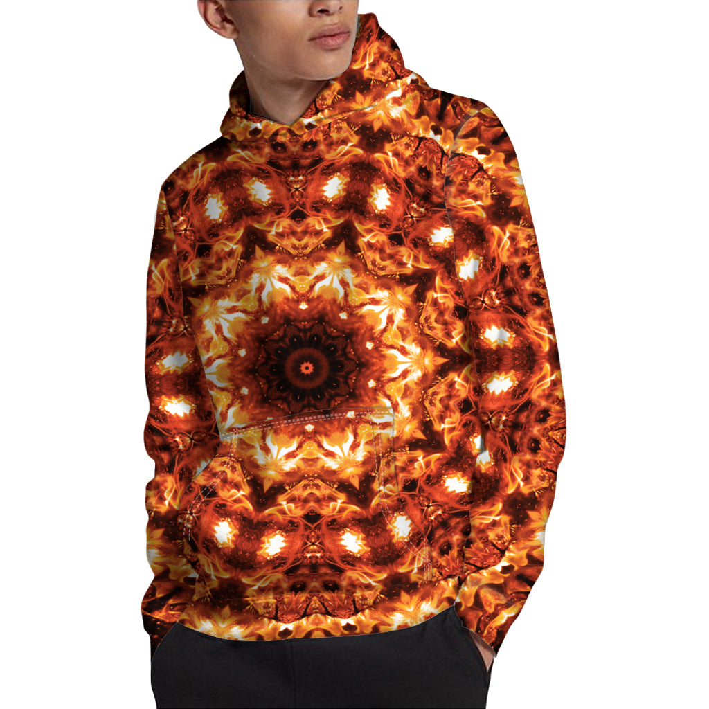 Orange Kaleidoscope Print Pullover Hoodie