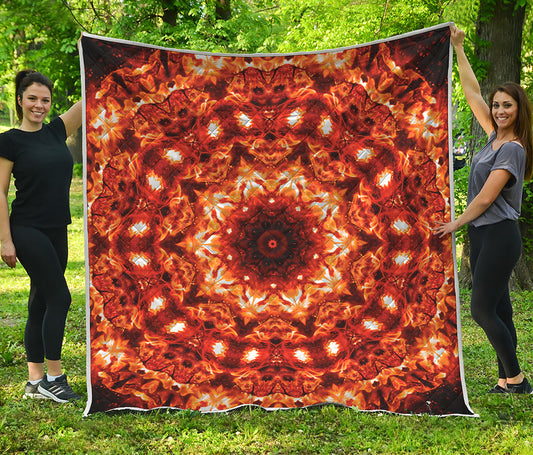 Orange Kaleidoscope Print Quilt
