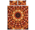 Orange Kaleidoscope Print Quilt Bed Set