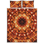 Orange Kaleidoscope Print Quilt Bed Set