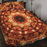 Orange Kaleidoscope Print Quilt Bed Set