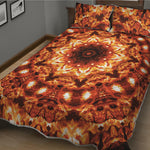 Orange Kaleidoscope Print Quilt Bed Set