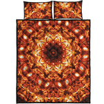 Orange Kaleidoscope Print Quilt Bed Set