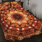 Orange Kaleidoscope Print Quilt Bed Set