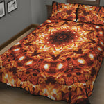Orange Kaleidoscope Print Quilt Bed Set