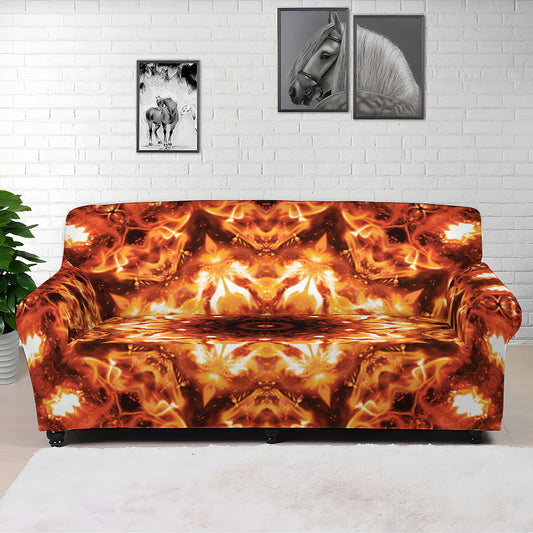 Orange Kaleidoscope Print Sofa Cover