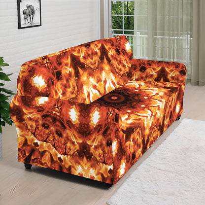 Orange Kaleidoscope Print Sofa Cover