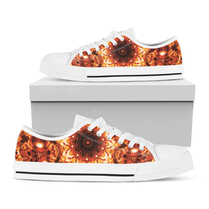 Orange Kaleidoscope Print White Low Top Shoes