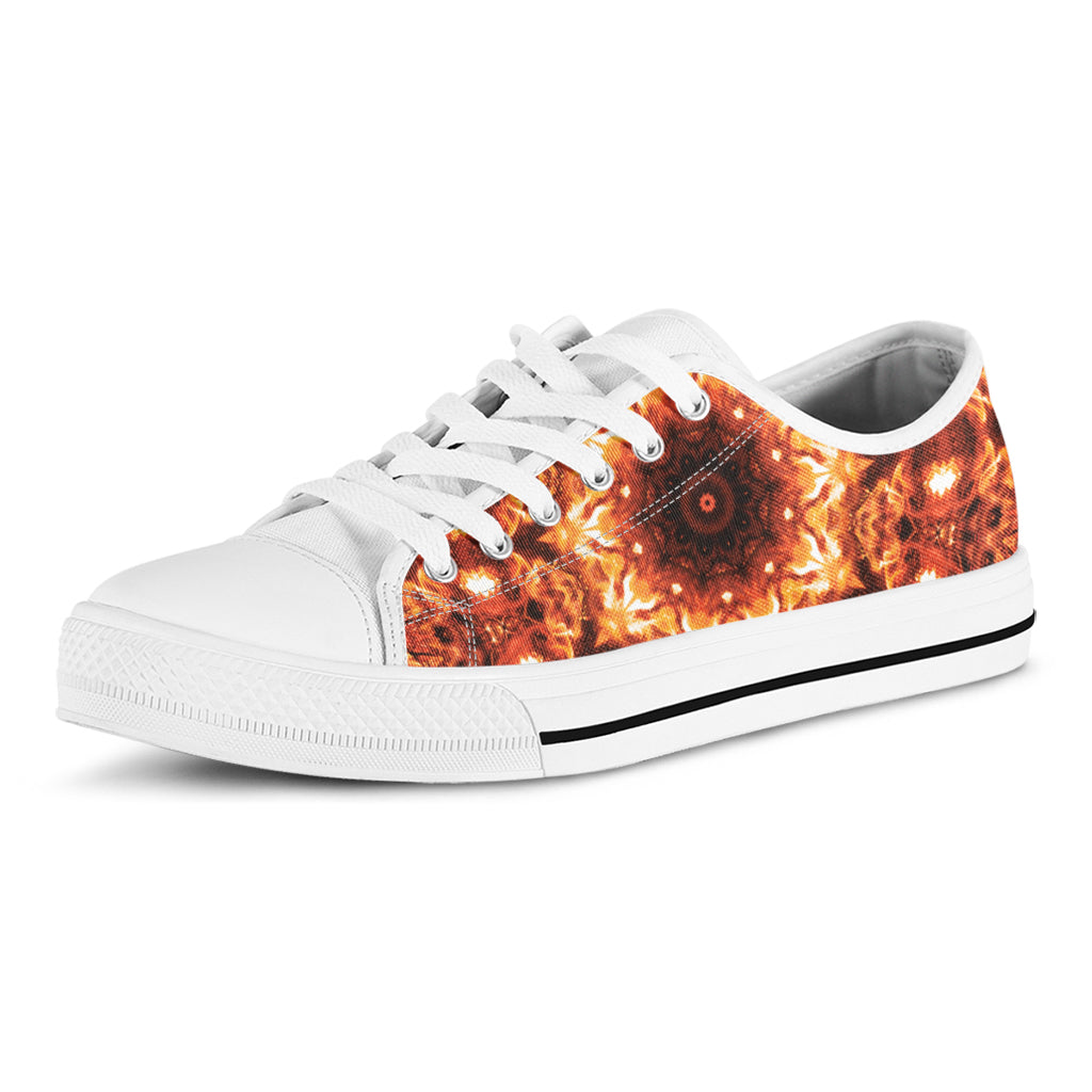 Orange Kaleidoscope Print White Low Top Shoes