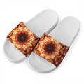 Orange Kaleidoscope Print White Slide Sandals