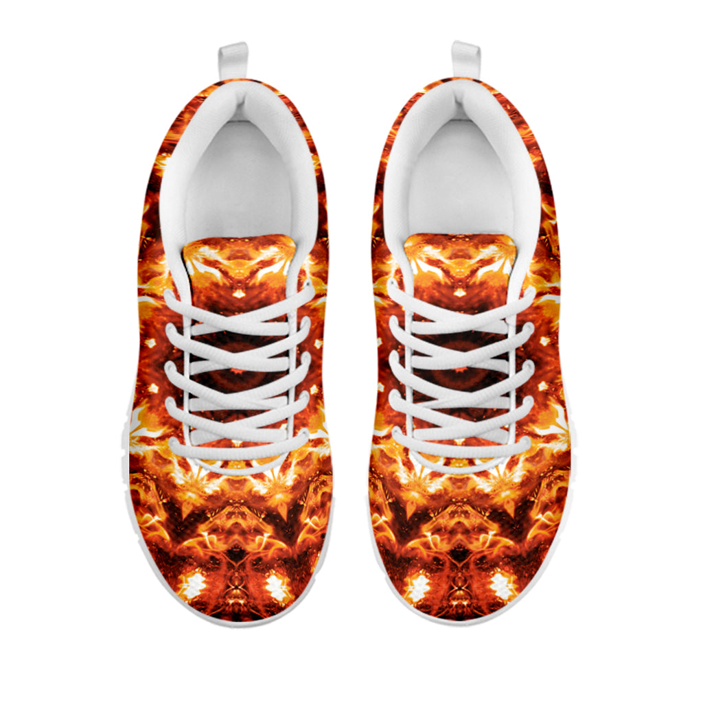Orange Kaleidoscope Print White Sneakers