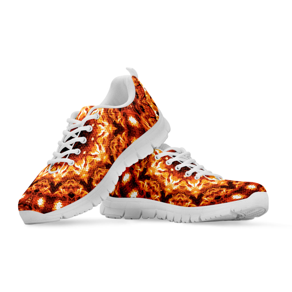 Orange Kaleidoscope Print White Sneakers