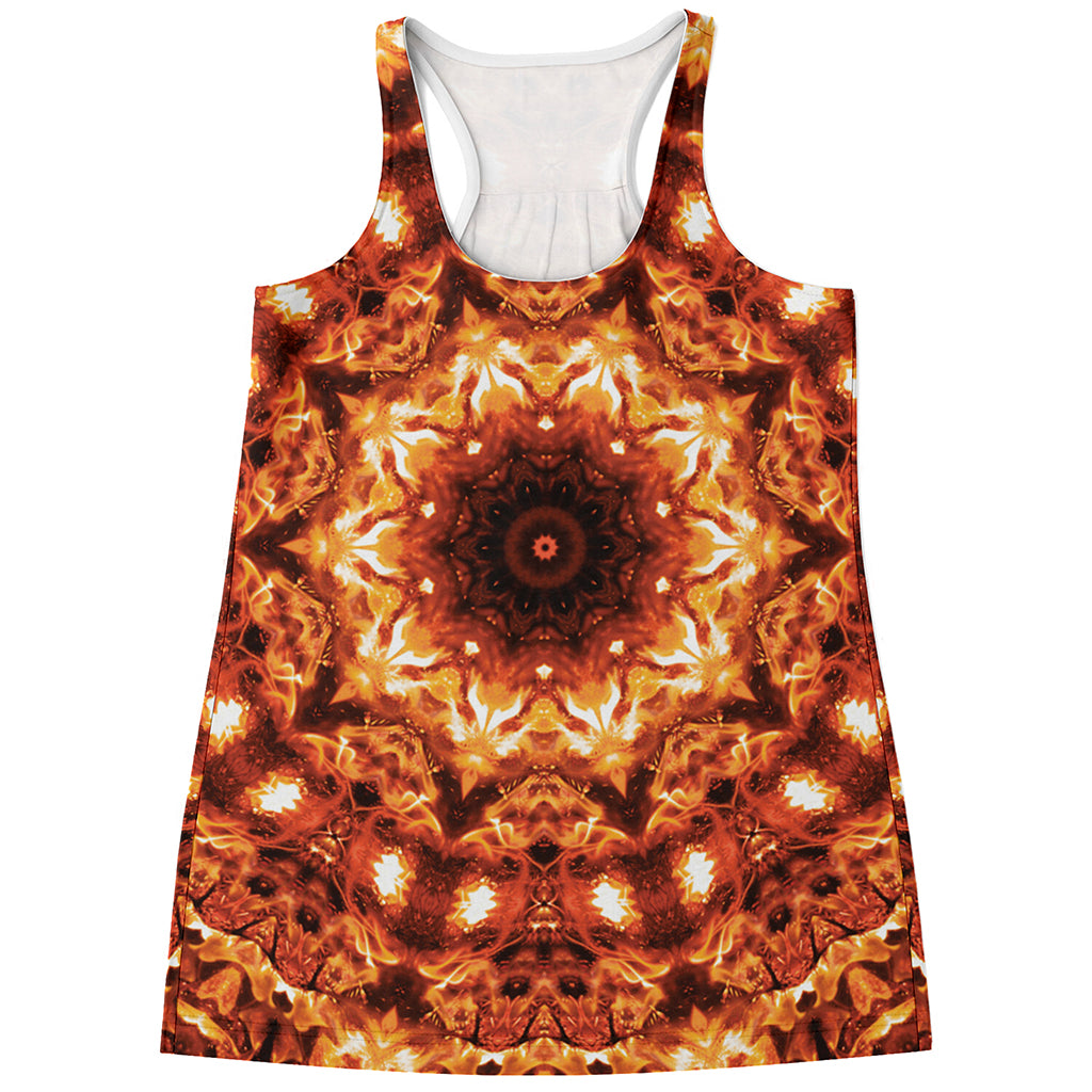 Orange Kaleidoscope Print Women's Racerback Tank Top