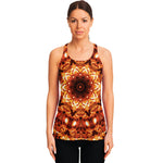 Orange Kaleidoscope Print Women's Racerback Tank Top