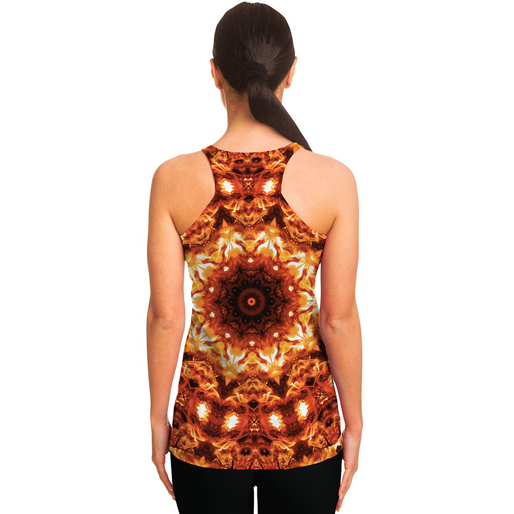 Orange Kaleidoscope Print Women's Racerback Tank Top