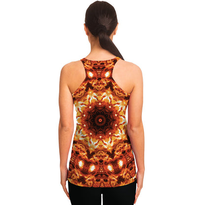 Orange Kaleidoscope Print Women's Racerback Tank Top