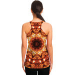 Orange Kaleidoscope Print Women's Racerback Tank Top