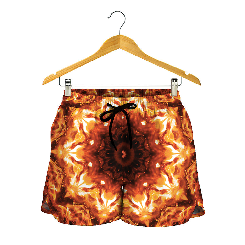 Orange Kaleidoscope Print Women's Shorts