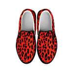 Orange Leopard Print Black Slip On Shoes
