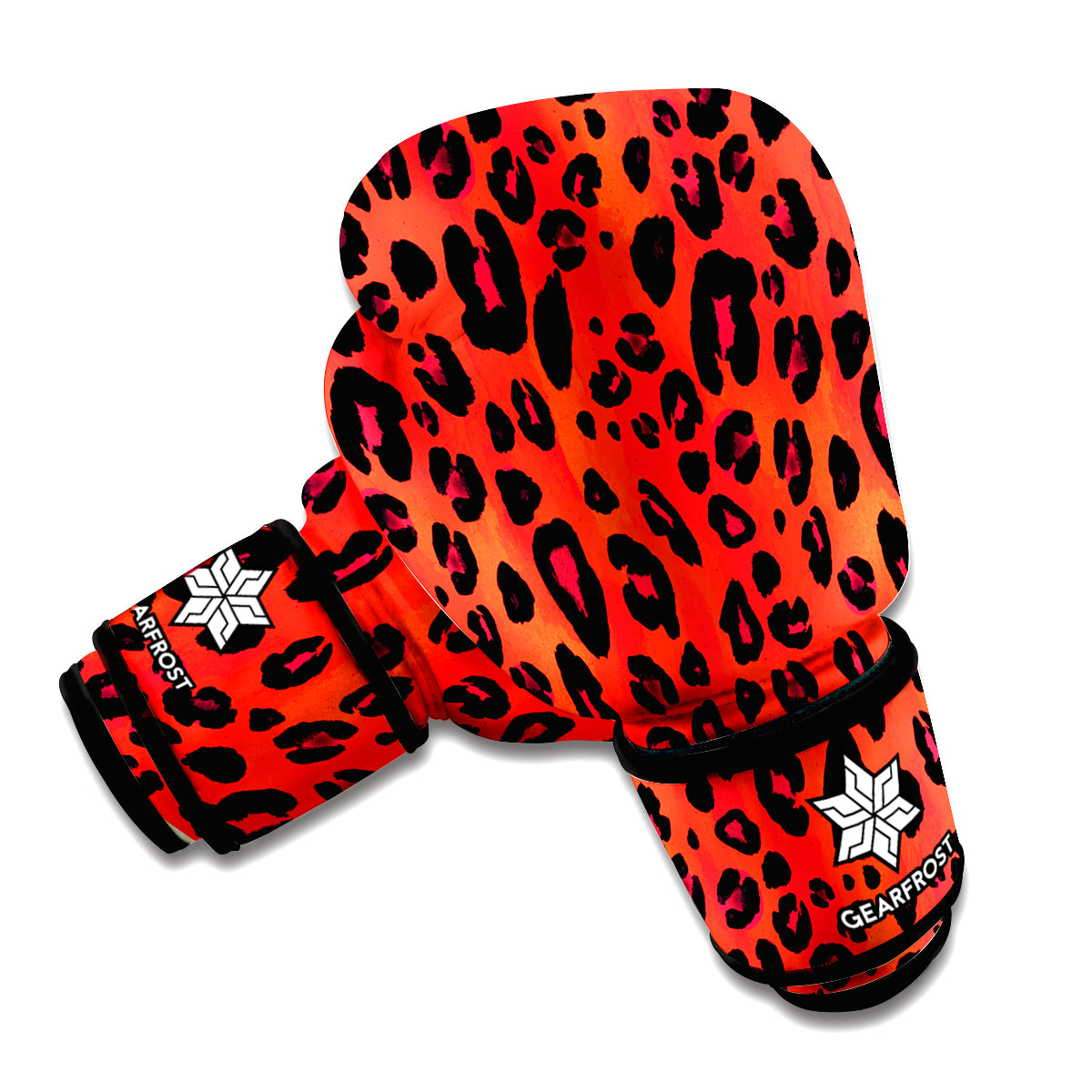 Orange Leopard Print Boxing Gloves