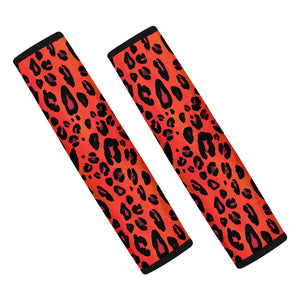 Orange Leopard Print Car Seat Belt Covers