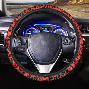 Orange Leopard Print Car Steering Wheel Cover