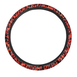 Orange Leopard Print Car Steering Wheel Cover