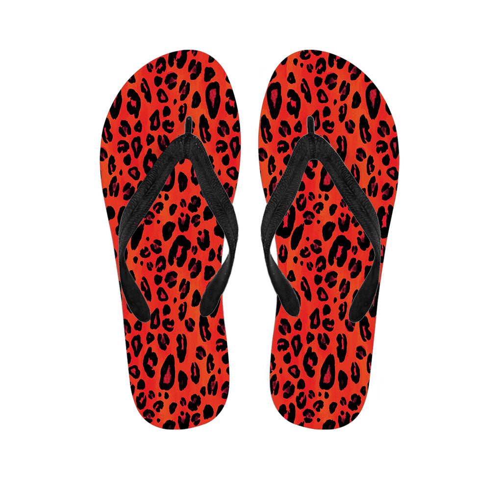 Orange Leopard Print Flip Flops