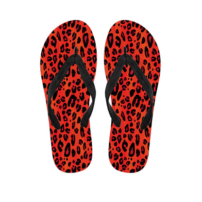 Orange Leopard Print Flip Flops
