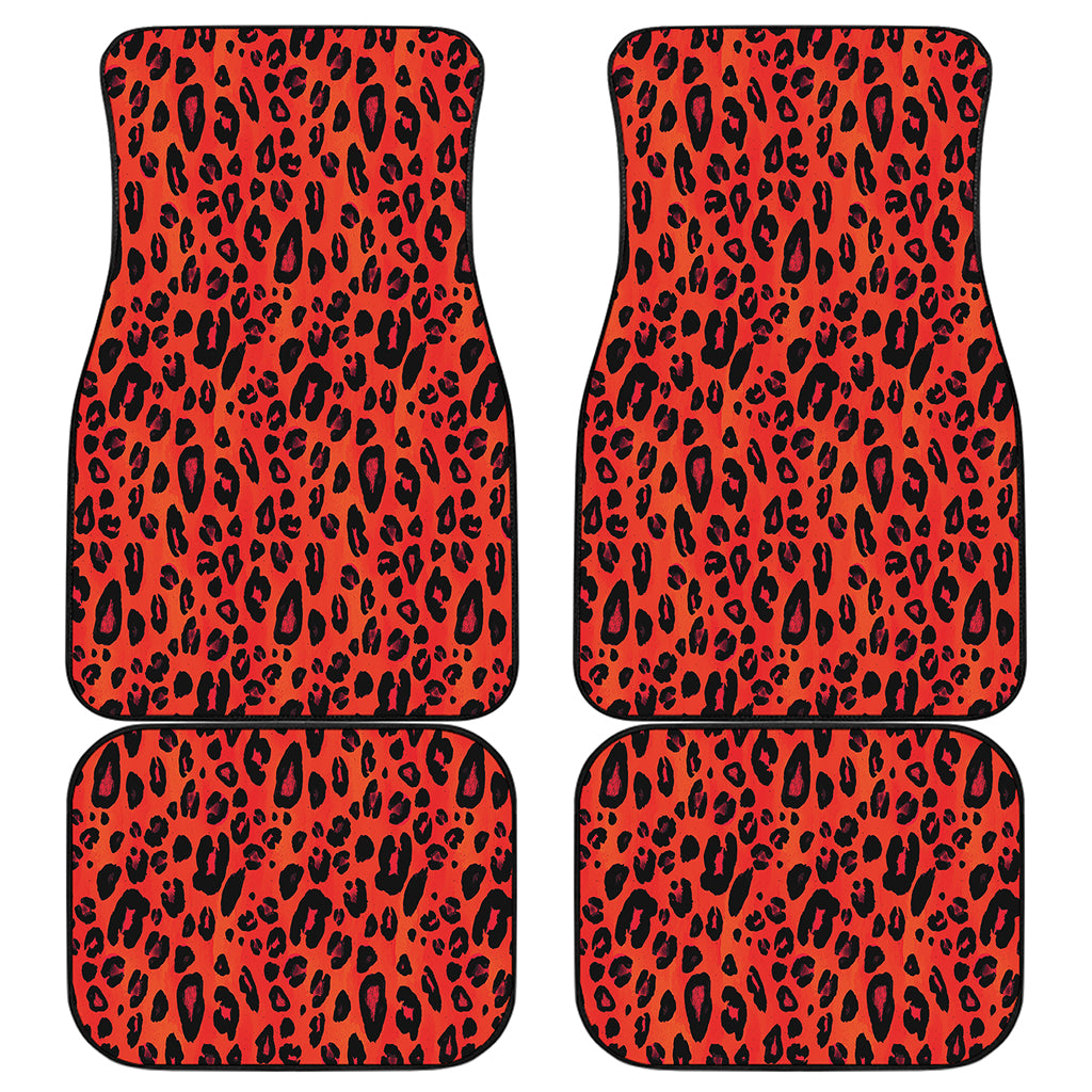 Orange Leopard Print Front and Back Car Floor Mats