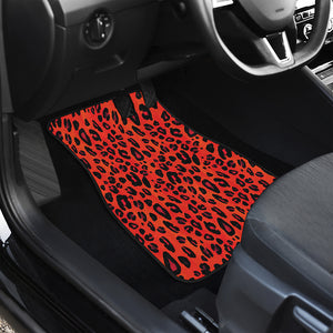 Orange Leopard Print Front and Back Car Floor Mats