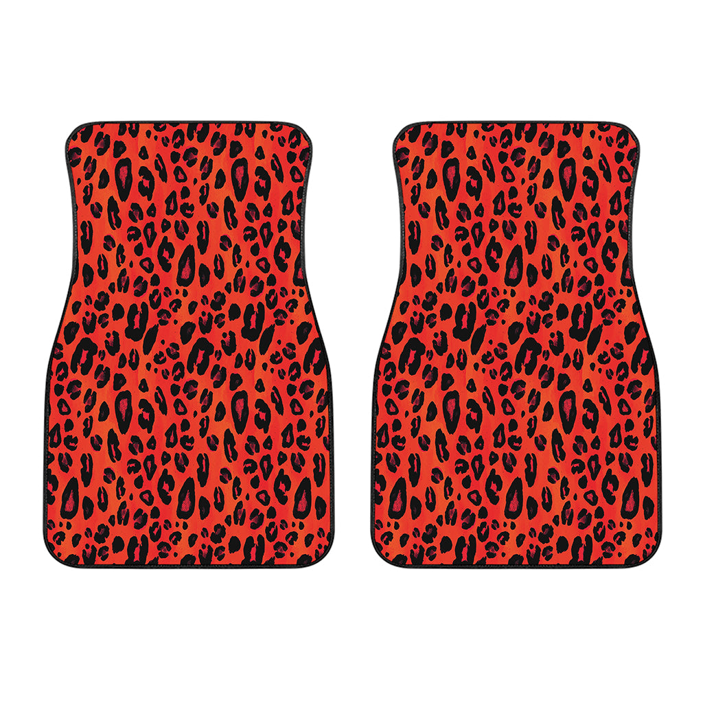 Orange Leopard Print Front Car Floor Mats