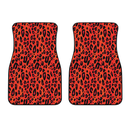 Orange Leopard Print Front Car Floor Mats