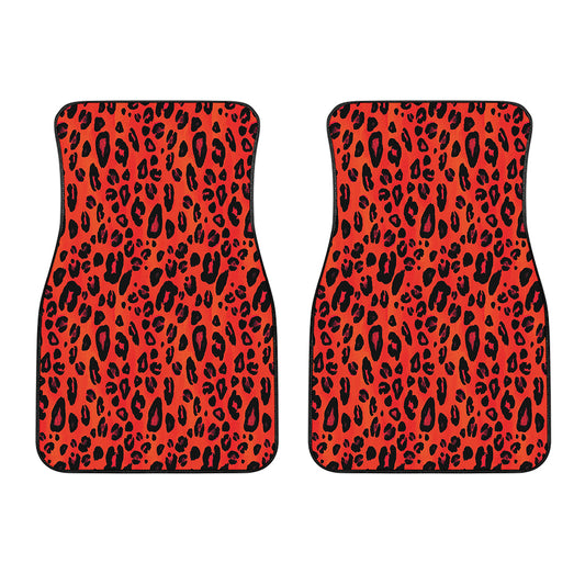 Orange Leopard Print Front Car Floor Mats