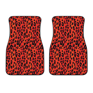 Orange Leopard Print Front Car Floor Mats