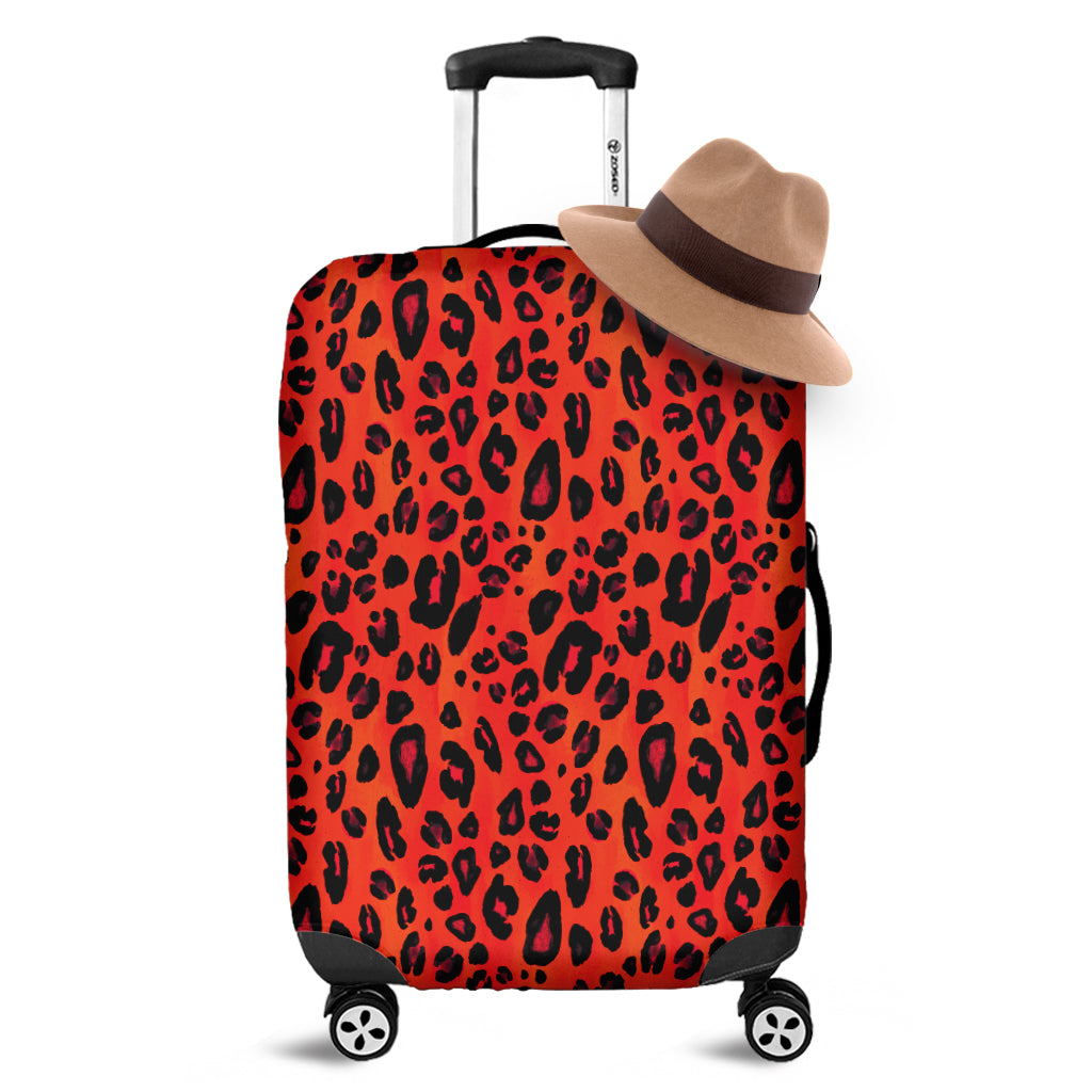 Orange Leopard Print Luggage Cover