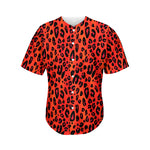 Orange Leopard Print Men's Baseball Jersey