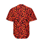 Orange Leopard Print Men's Baseball Jersey