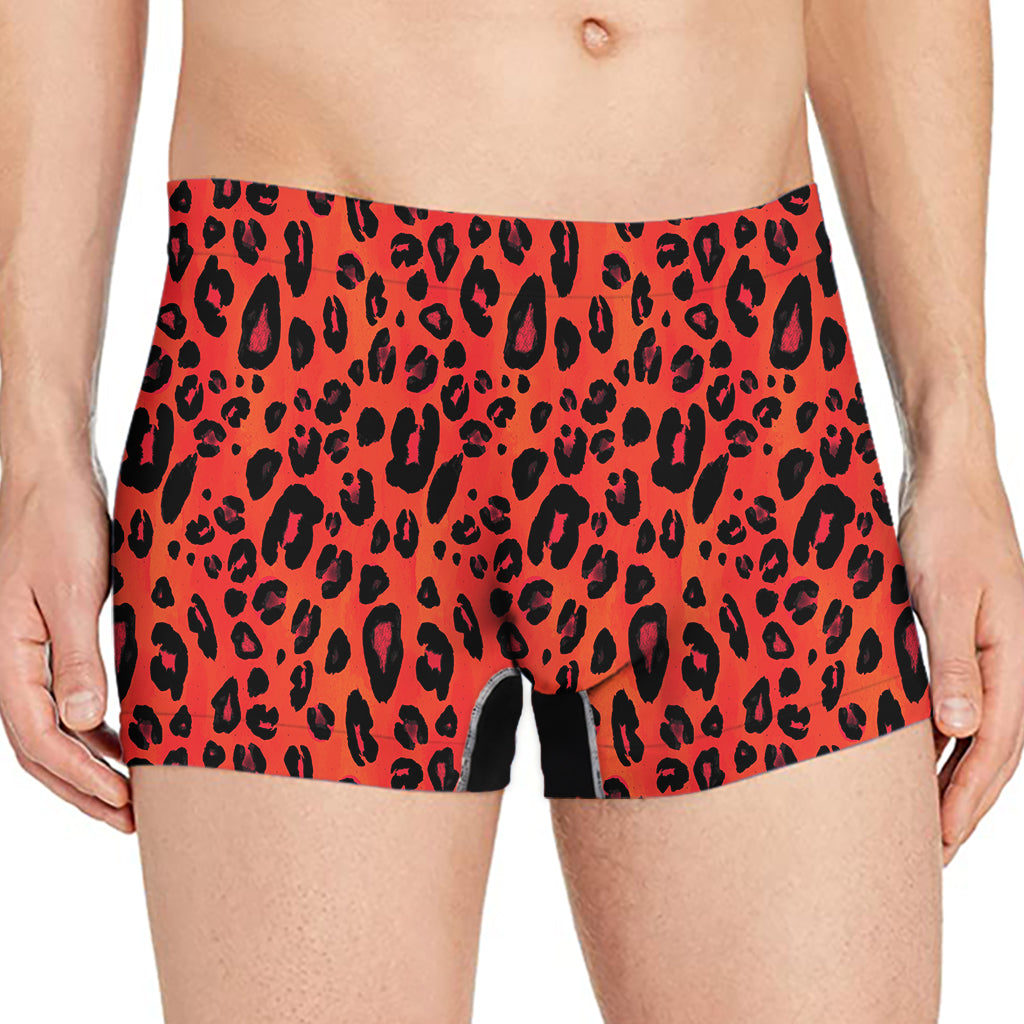 Orange Leopard Print Men's Boxer Briefs