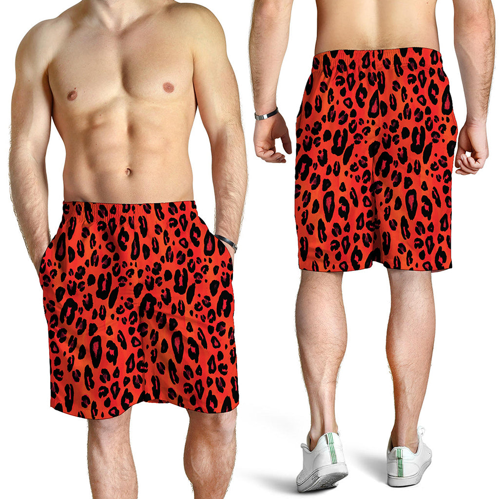 Orange Leopard Print Men's Shorts