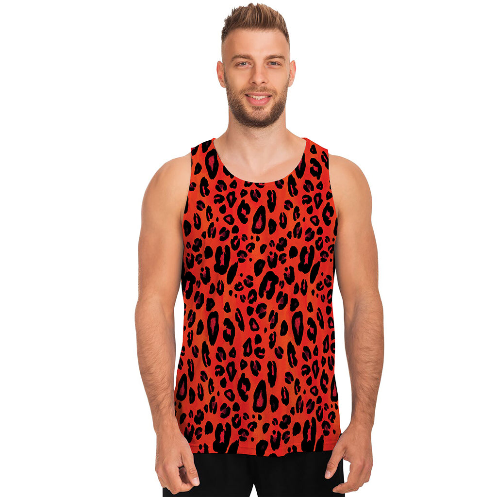 Orange Leopard Print Men's Tank Top