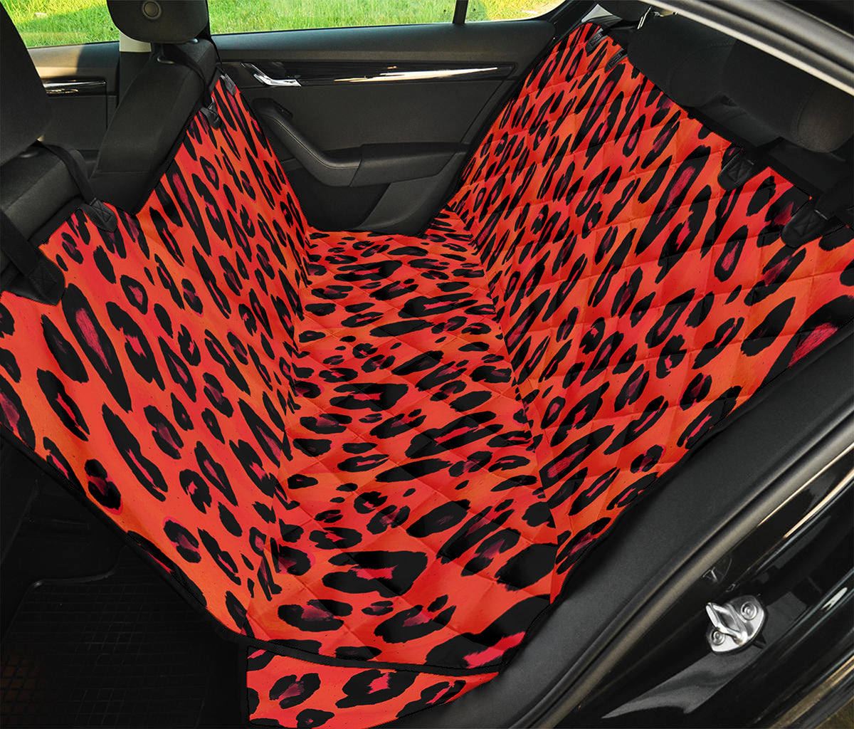 Orange Leopard Print Pet Car Back Seat Cover